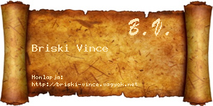Briski Vince névjegykártya